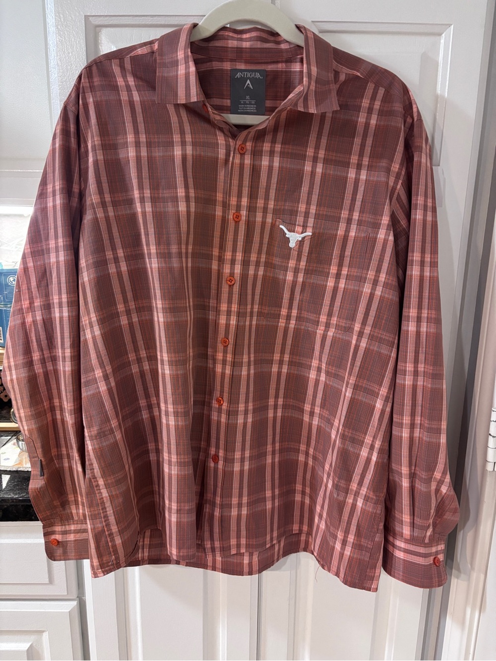 Antigua Men’s Plaid Button-Down Shirt in Rose-Terra
